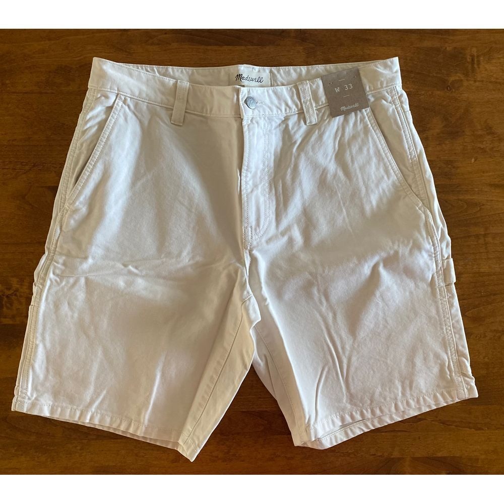 Madewell Mens Carpenter Shorts Bone White Utility Workwear N0814 Size 34 NEW